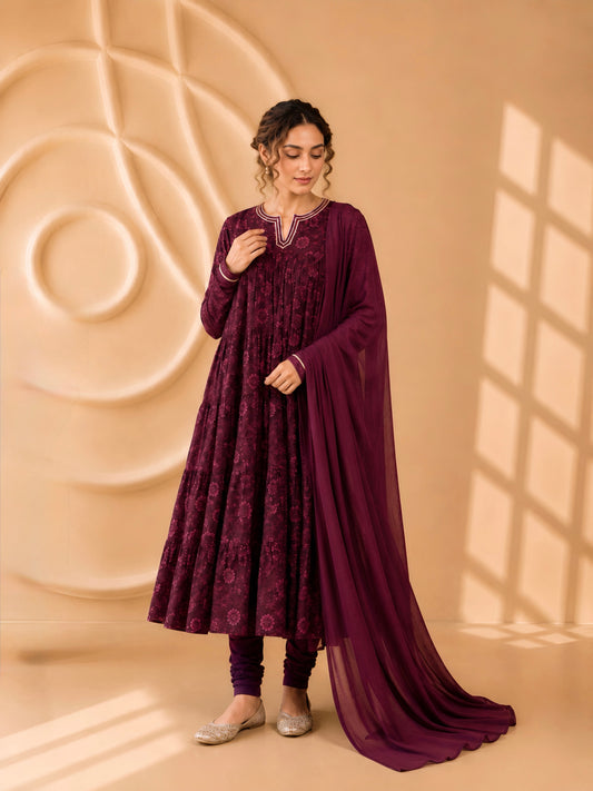 Mehroom Anarkali Suit Set