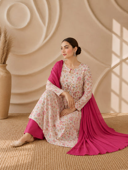 Rosé Bloom Floral Kurta Set