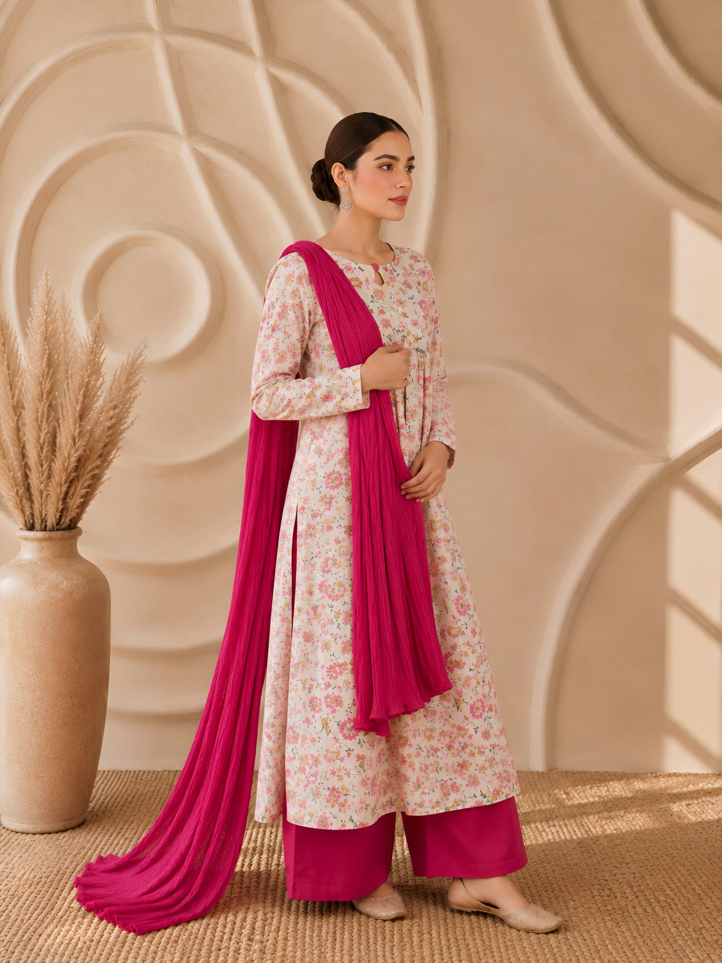 Rosé Bloom Floral Kurta Set