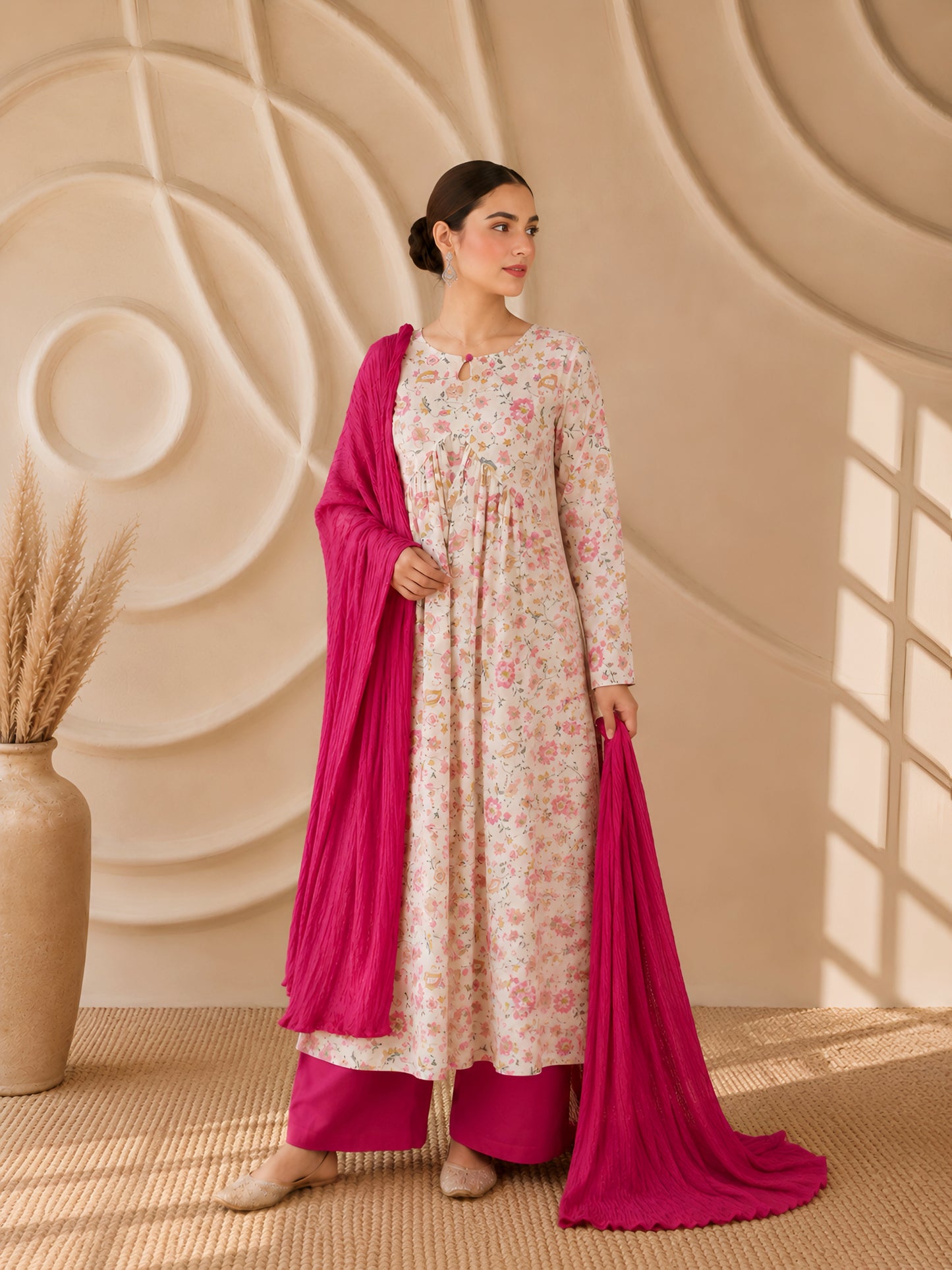 Rosé Bloom Floral Kurta Set