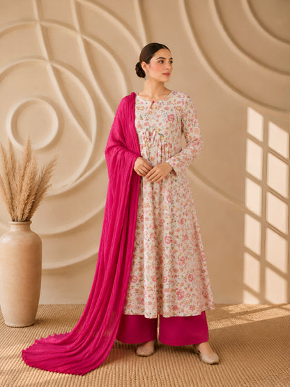 Rosé Bloom Floral Kurta Set