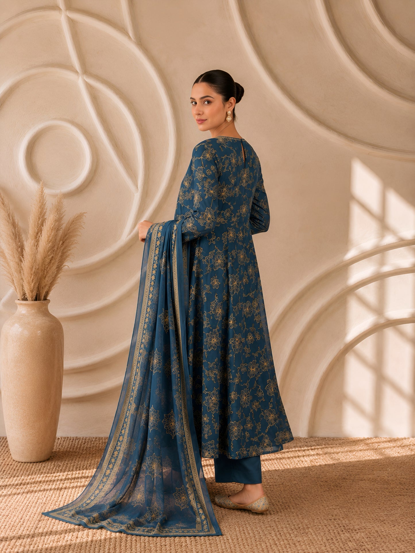 Indigo Anarkali Suit Set