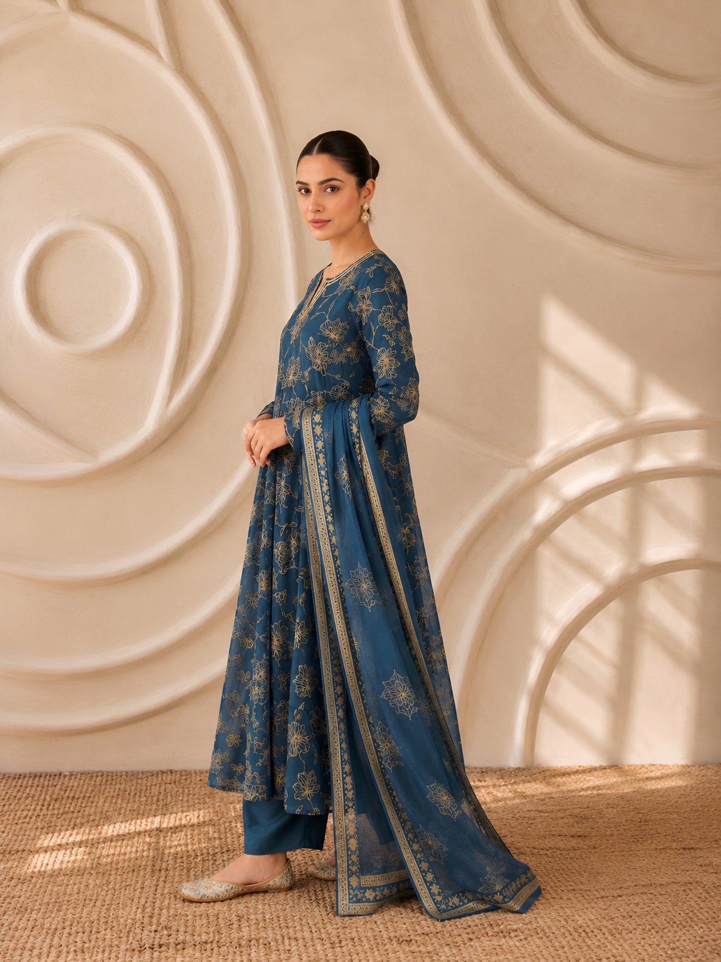 Indigo Anarkali Suit Set
