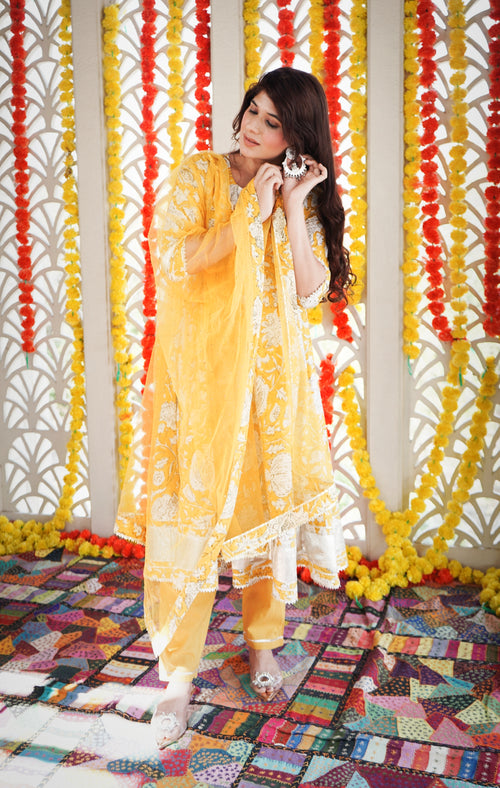 Yellow Floral Suit Set