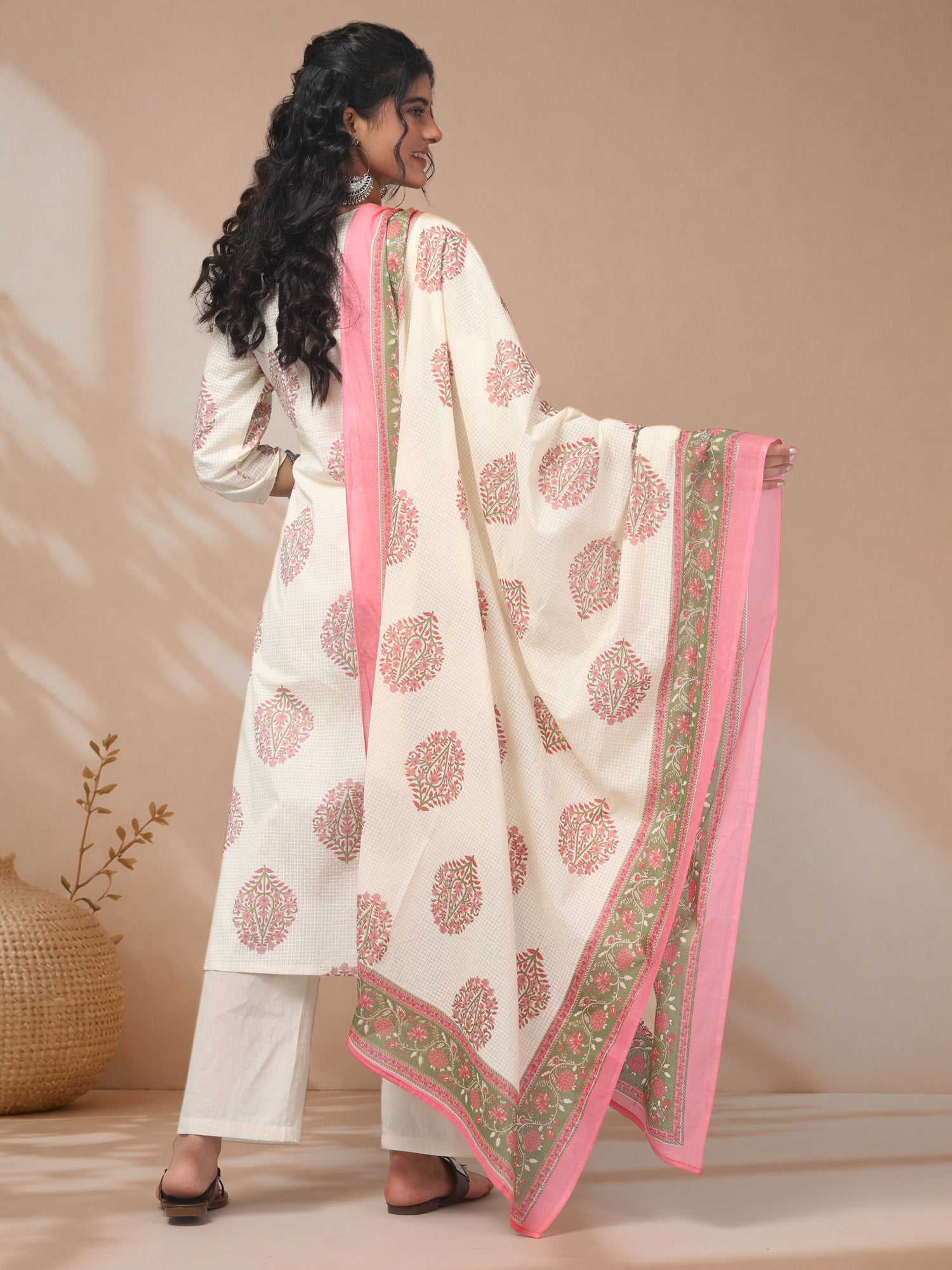 shop kurti set with dupatta ivory style Label Mae