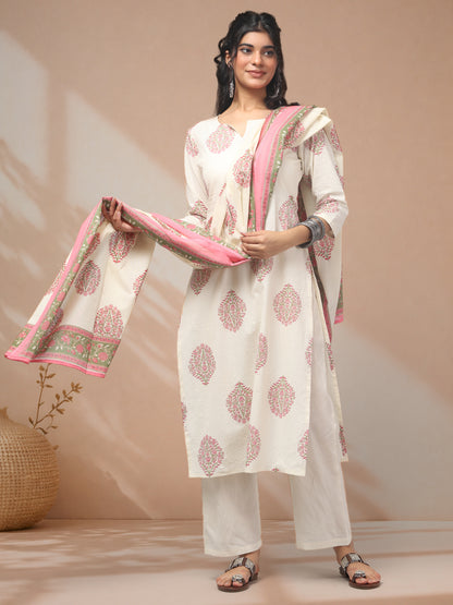 Buy kurti set with dupatta ivory style