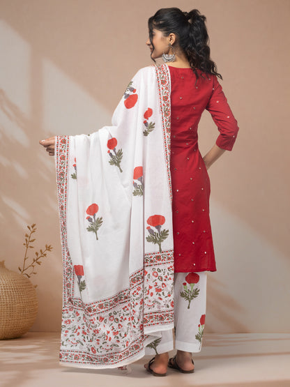 Buy red kurti with dupatta for traditional occasions
