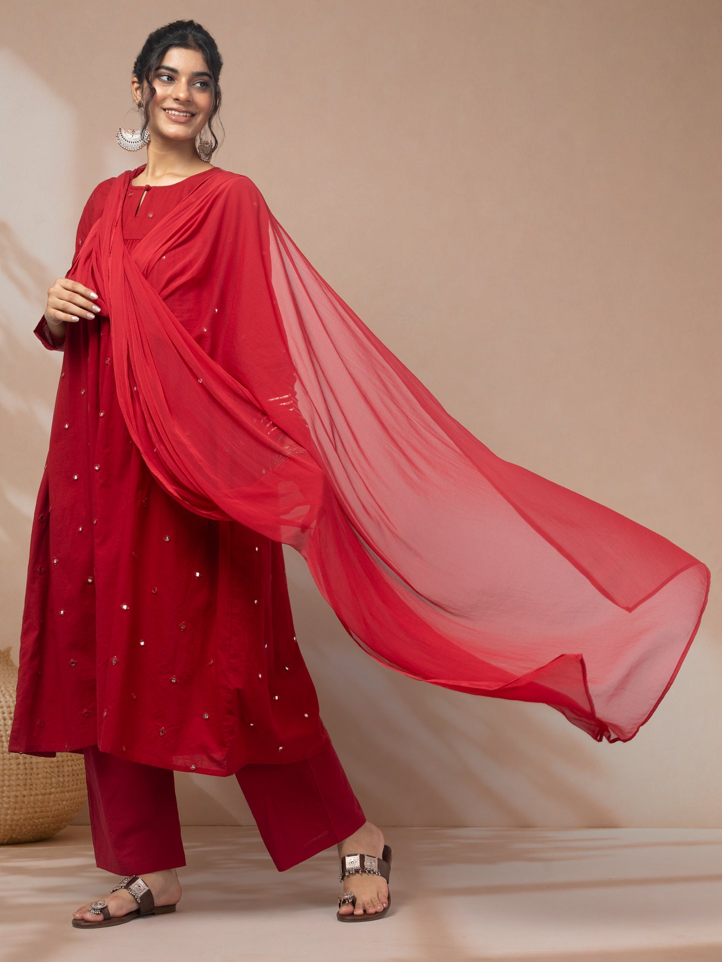 Buy traditional red suit set for women online
