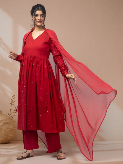 purchase kurta with red palazzo set for women
