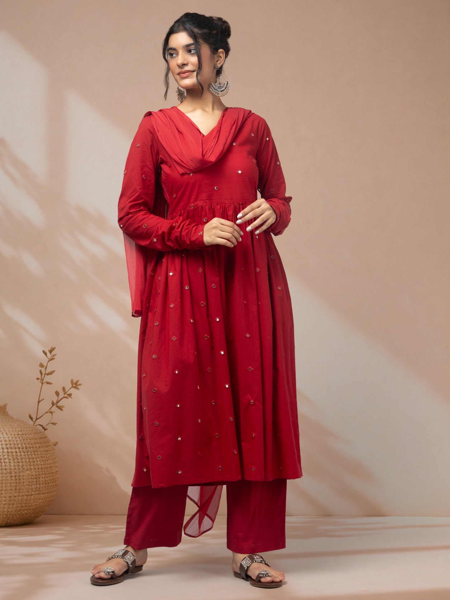 purchase red kurti with dupatta for women online
