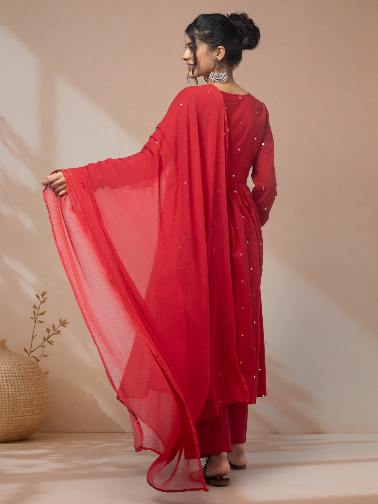 shop red kurti set for women with palazzo
