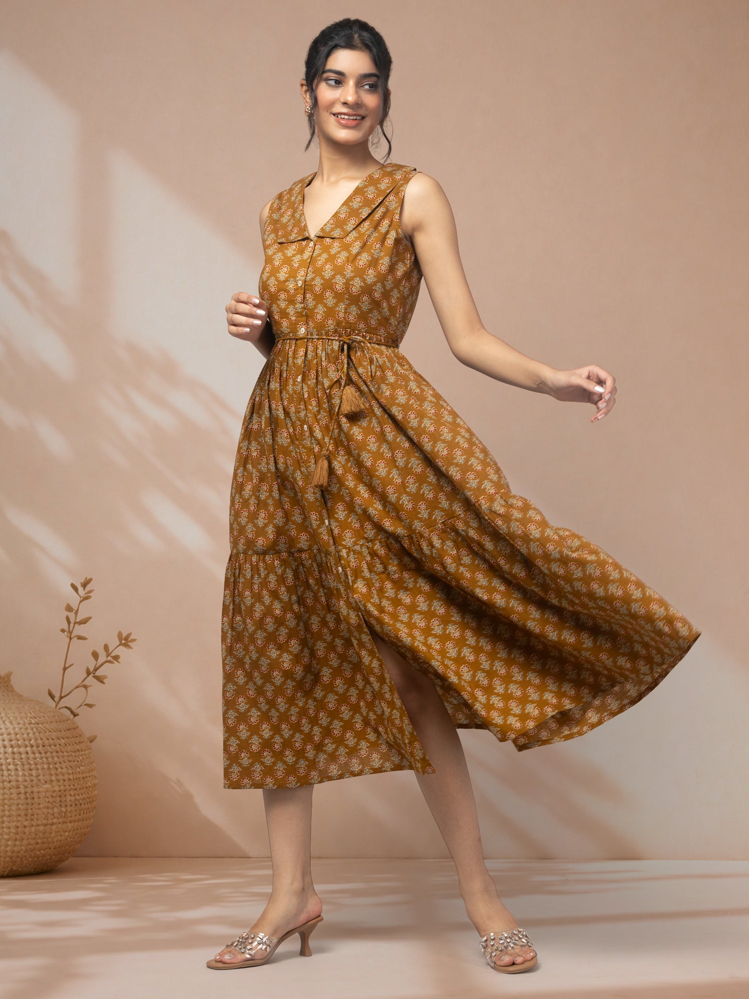 dark floral midi dress for women