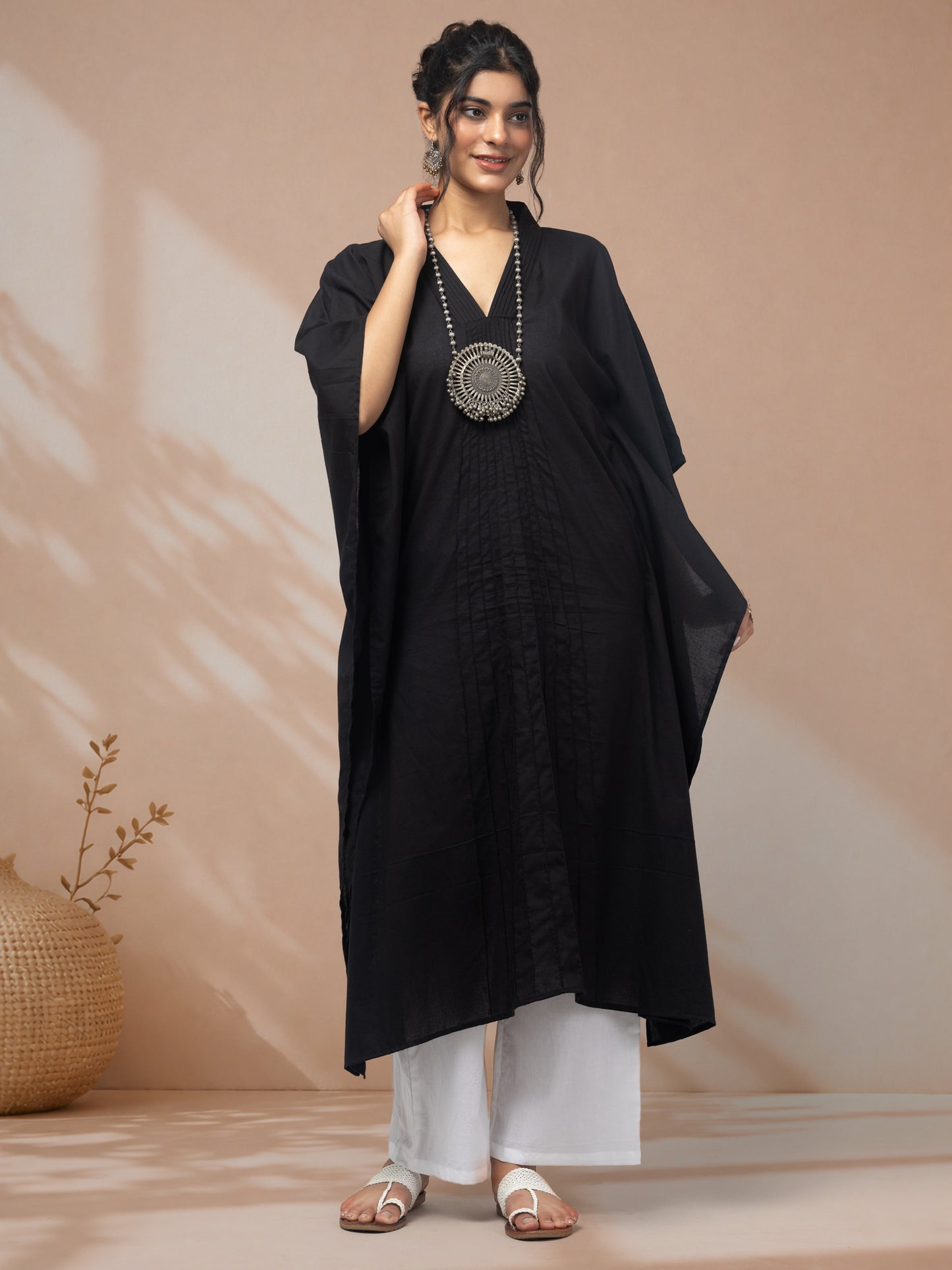 Buy black kaftan kurta set for women ethnic wear online
