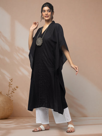 Shop cotton suits with plazo black kaftan for women
