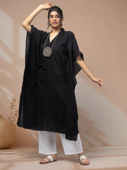 Purchase designer kurta sets for women black kaftan style
