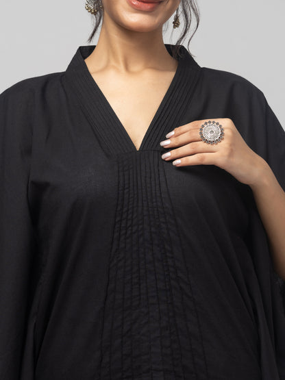 Buy cotton suit set for women black kaftan with pants
