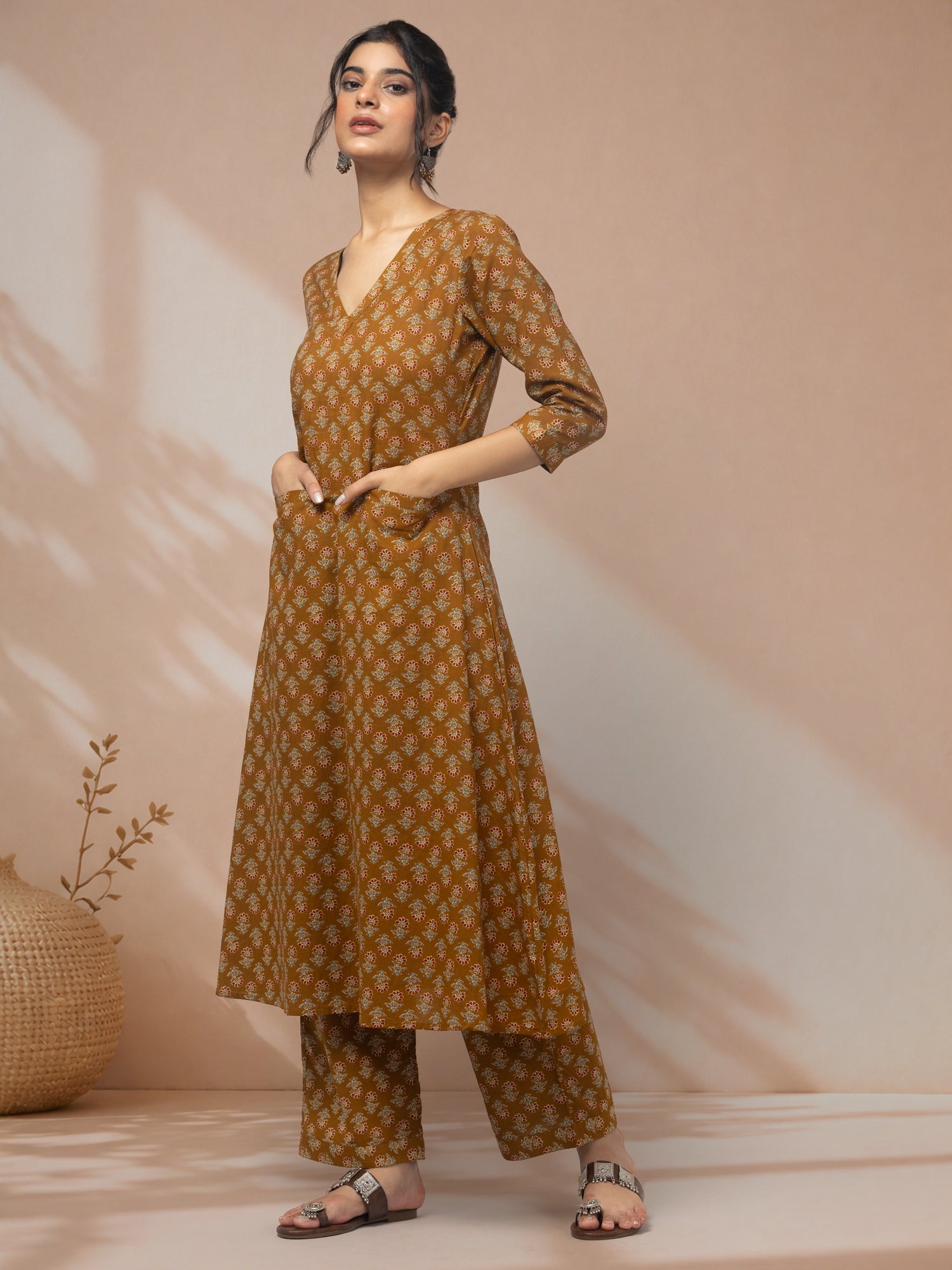 Purchase dark yellow kurti set for women co ord fashion