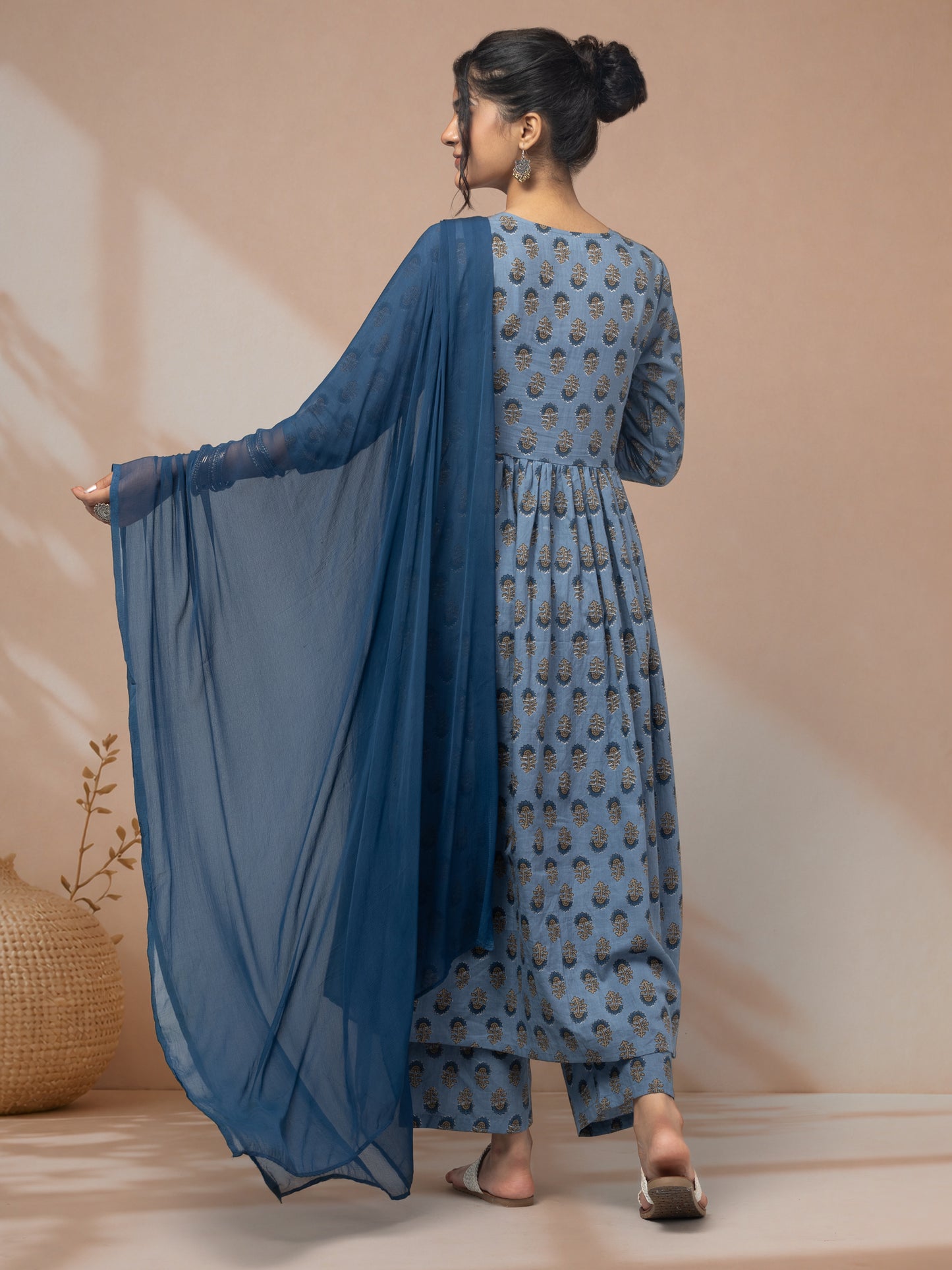 Buy blue kurti matching dupatta set for women online
