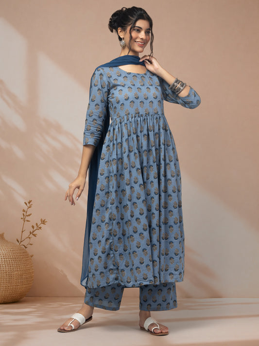 Shop blue kurti with dupatta for women online ethnic wear
