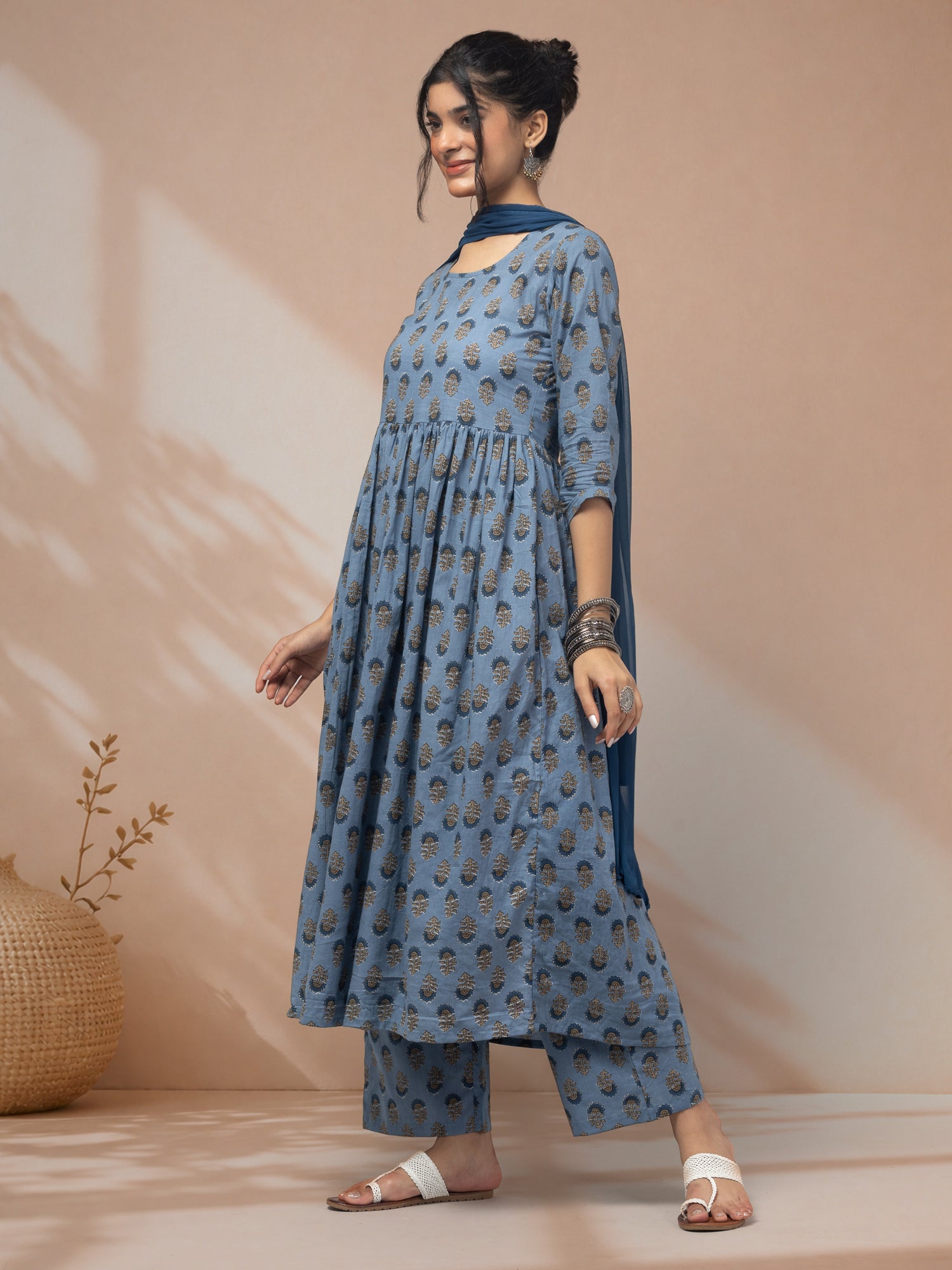 Purchase designer blue kurta set for women ethnic wear
