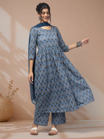 Shop blue color kurtis for women with dupatta online
