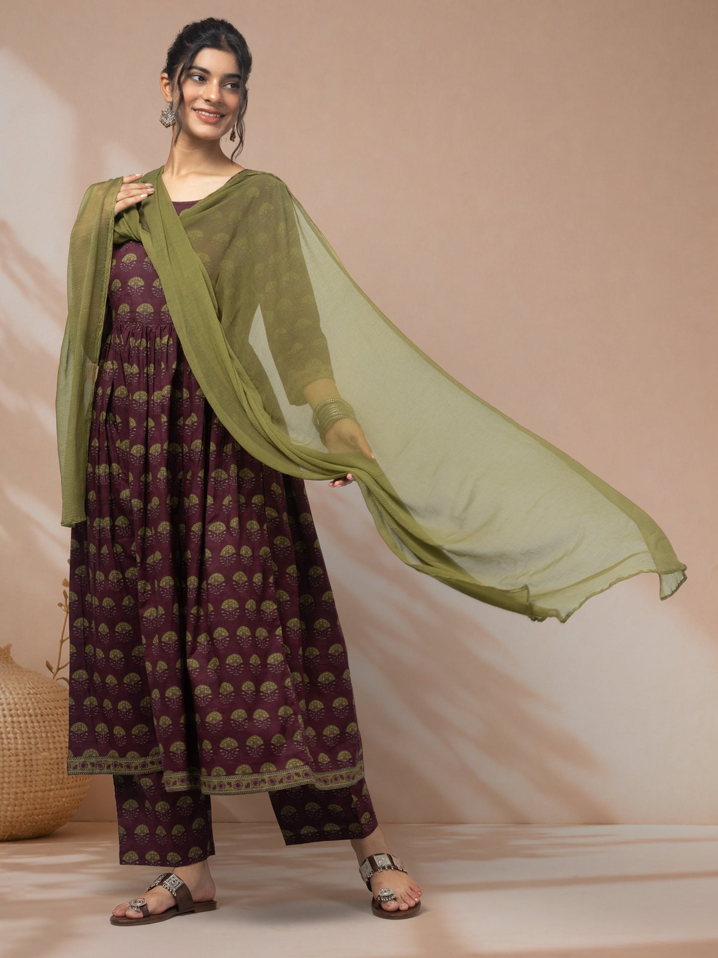 Shop purple kurti set with dupatta for women online
