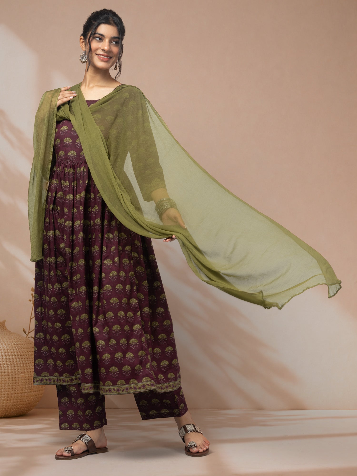 Shop purple kurti set with dupatta for women online
