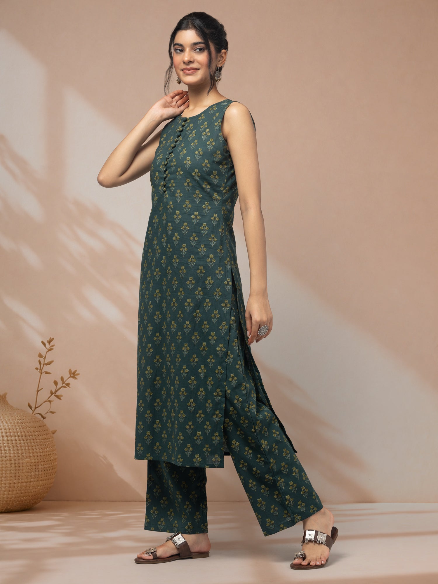 purchase printed green kurti for women
