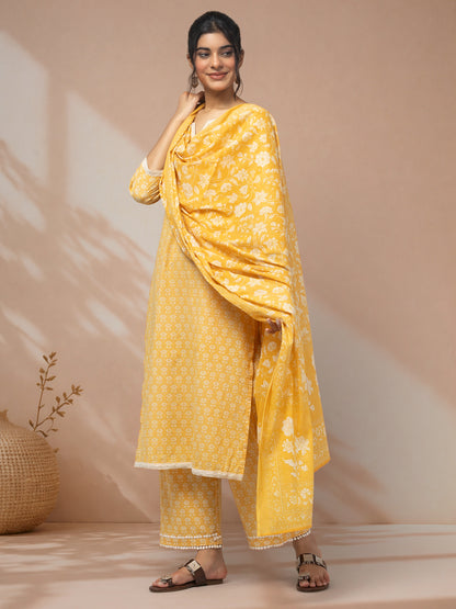 Buy yellow floral kurti set for women online