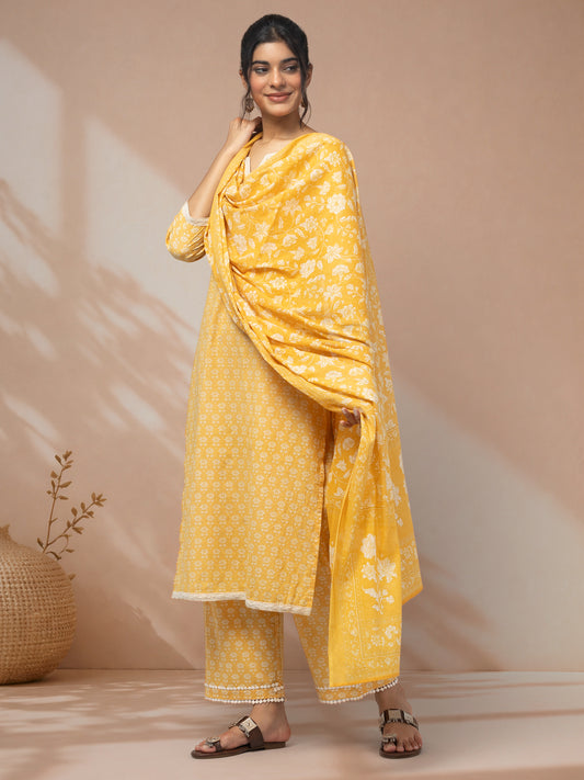 Buy yellow floral kurti set for women online
