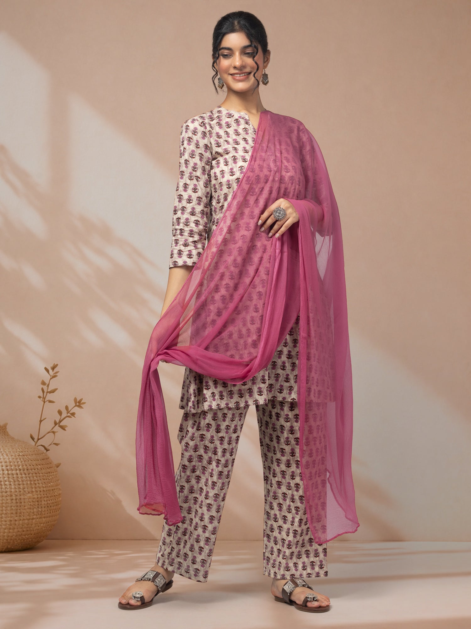 Buy lavender colour kurta set for women
