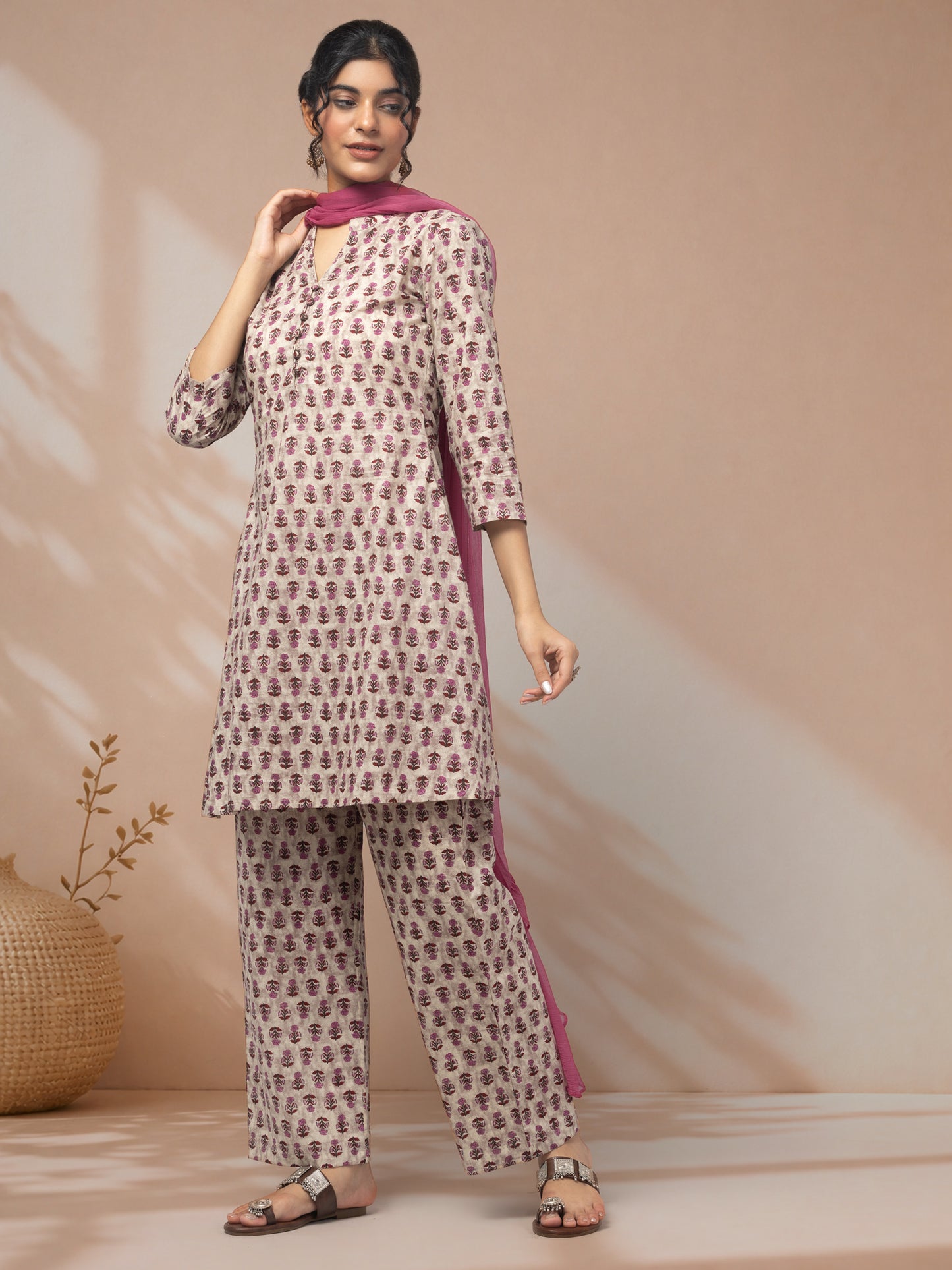 Shop cotton suit set for women lavender kurti
