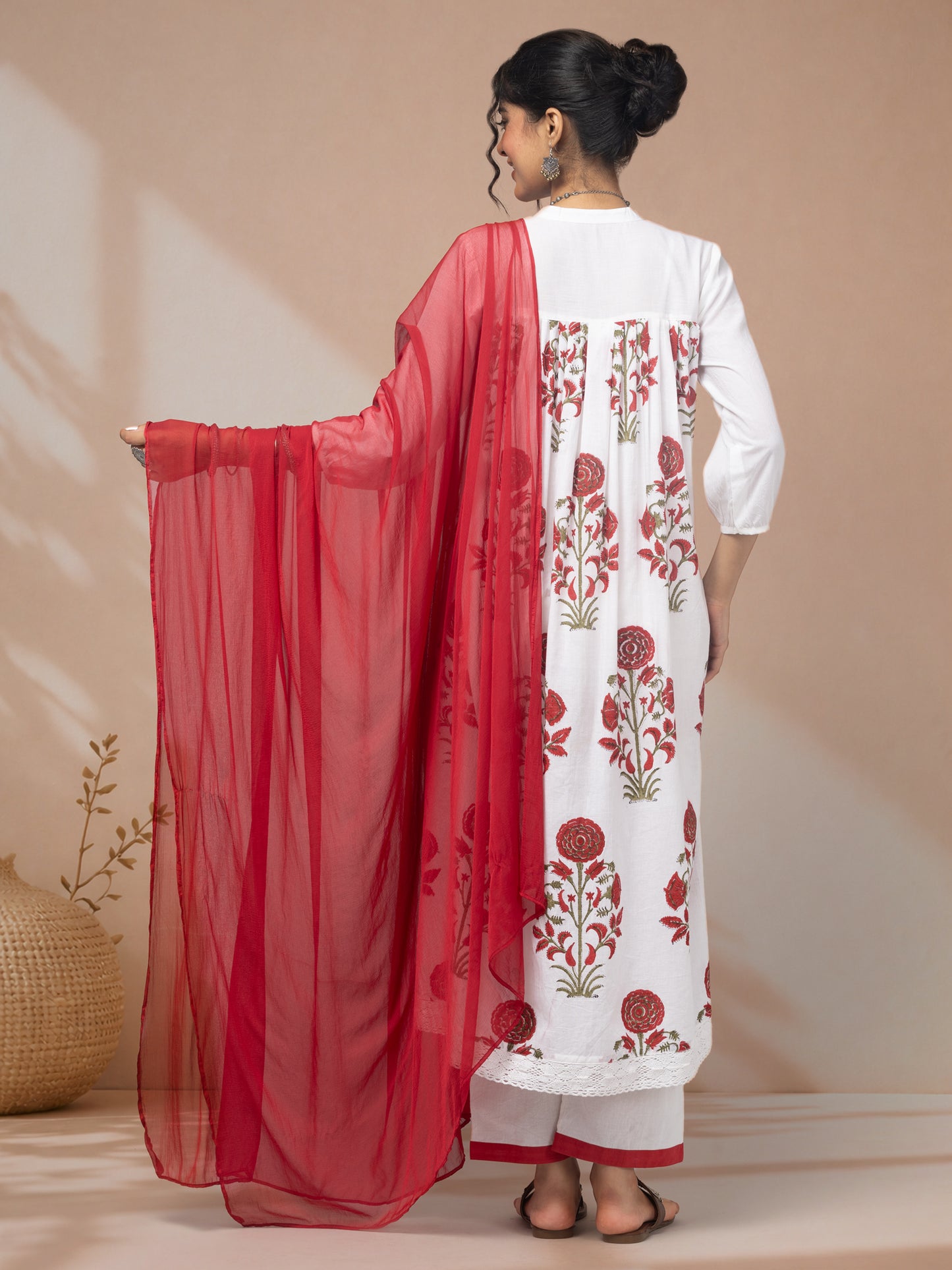 Shop cotton suit set for women white kurti set
