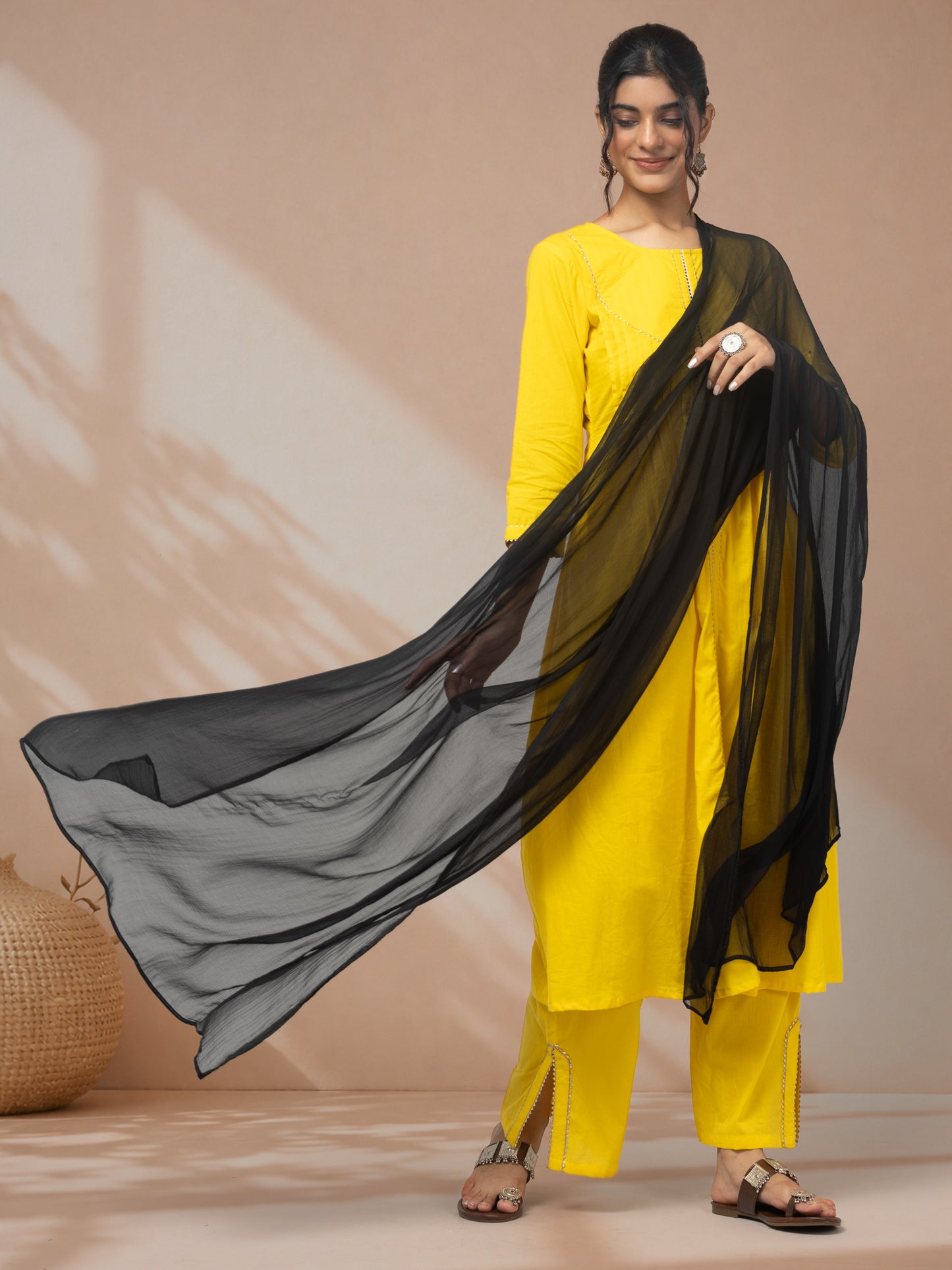 Buy yellow kurti set with dupatta