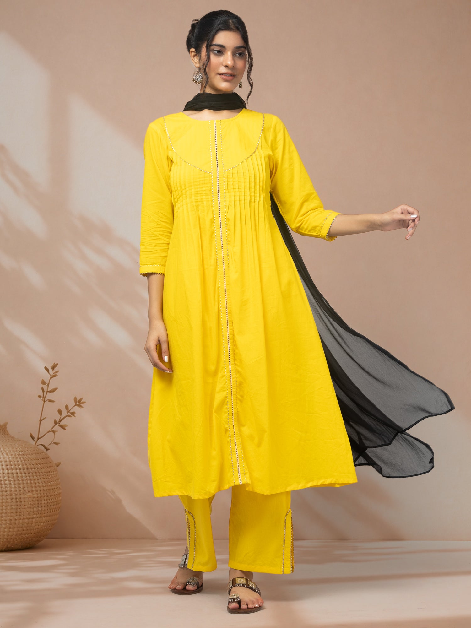 Buy women kurti set online yellow