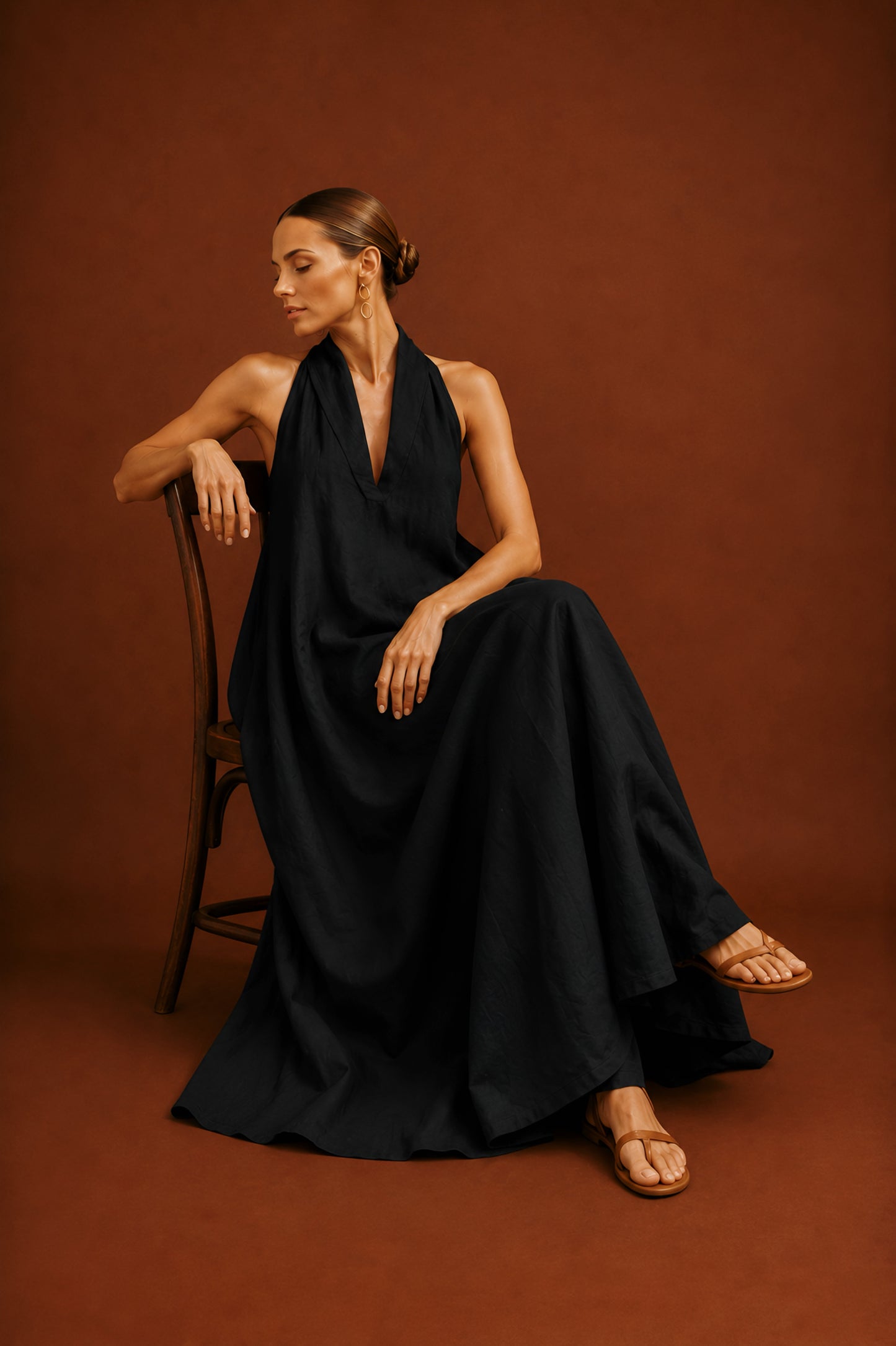 Black Aura Linen Dress