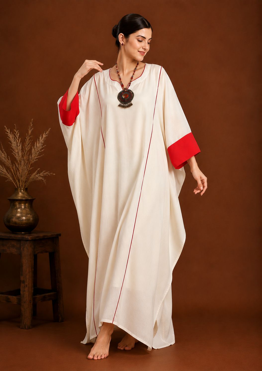 The Ivory Scarlet Kaftan