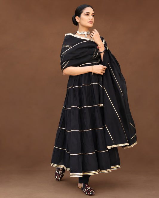 Noir Grace Tiered Anarkali Suit Set