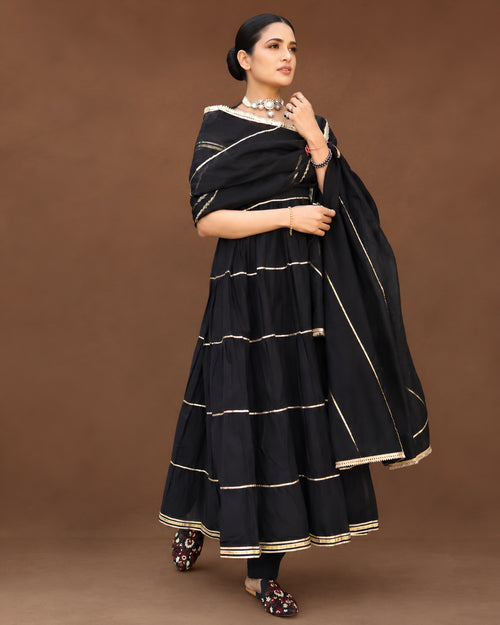 Noir Grace Tiered Anarkali Suit Set