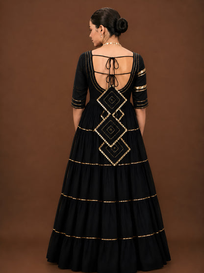 Noir Grace Tiered Anarkali Suit Set
