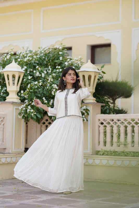 Swan White Skirt and Jacket Set