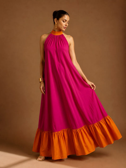 Fuchsia Sunset Maxi Dress