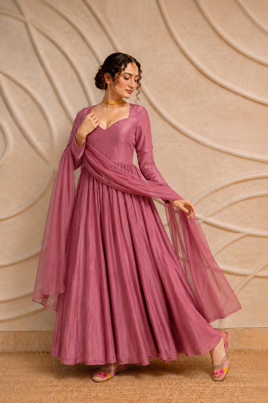 Rosewood Anarkali Suit Set