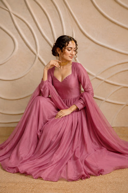 Rosewood Anarkali Suit Set