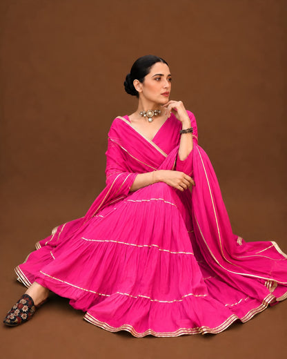 Rani Noor Tired Anarkali Suit Set